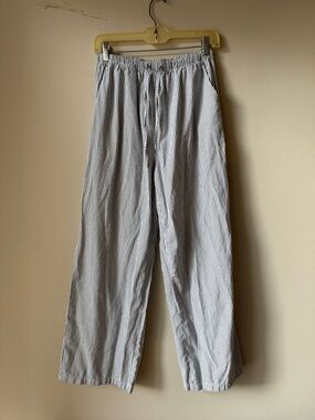 SHEIN White and Navy Striped Wide Leg Pants